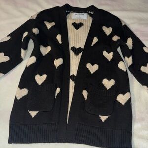 Old Navy Black and White Heart Cardigan